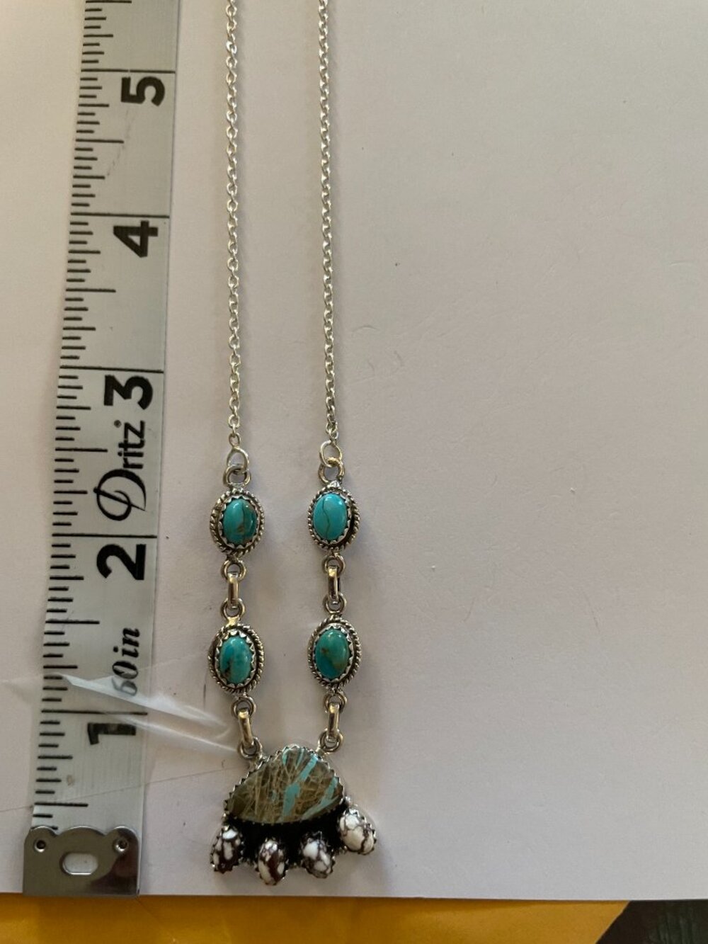 NEW Sterling Silver Necklace Turquoise Dainty Minimalist Lightweight 16.5-18.5" - Picture 4 of 12